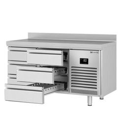 Kylbänk PREMIUM PLUS - 1468x600 mm - 510 l - Fläktkyla - R290 - med bakkant - med 6 lådor