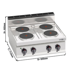 Fogão elétrico 4x placas circulares (10,4 kW)
