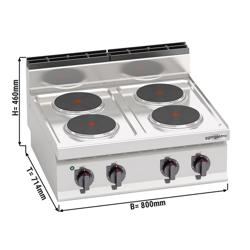Cucina elettrica professionale - LORENZO 700 - 4 piastre tonde - da banco - 10,4 kW - 800x714x460mm