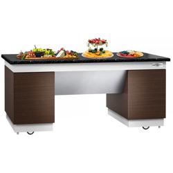 Neutrální prvek DUBLIN - 2000x1000 mm - žulová pracovní deska, černá | 4 dveře | mobilní, kolečka