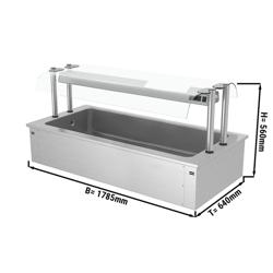 Inbouw ijsbak - 1785mm - 5x GN 1/1 - 200L - met glazen hoestscherm (tweezijdig) - crushed ice