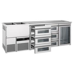 Barkoelkast PREMIUM - 2500x700mm - 1 glazen deur & 6 laden