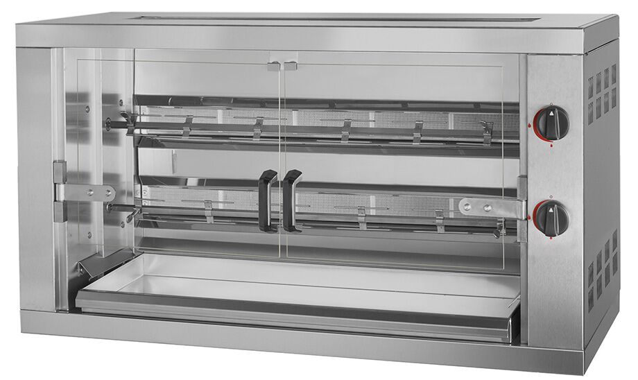 Газовый гриль для курицы - 11,8 кВт - 2 Вертела для 12 кур.туш