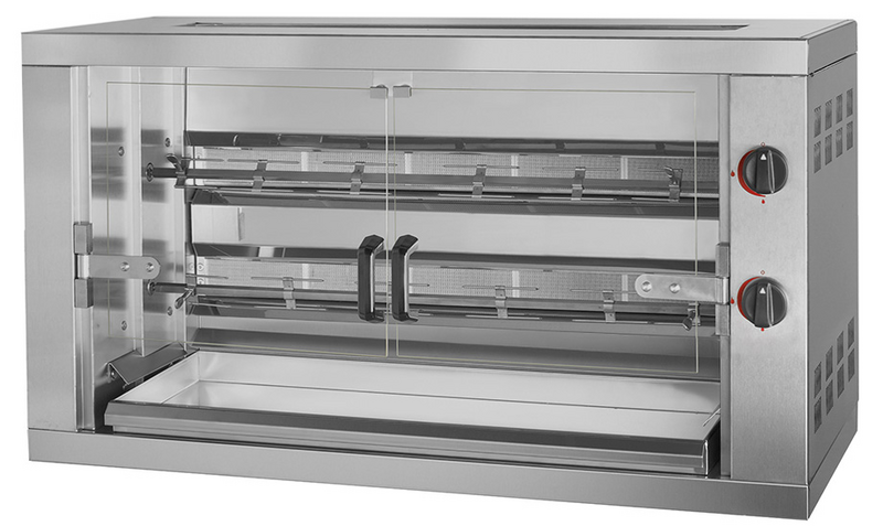Kycklinggrill - Gas - PREMIUM - 11,8kW - med 2 spett för 12 kycklingar