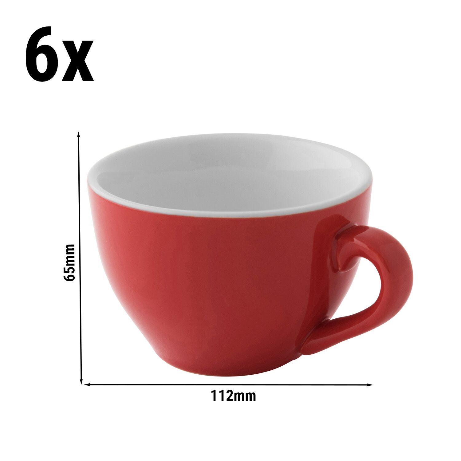 (6 pièces) COLORS – Tasse à cappuccino – 180 ml – Rouge