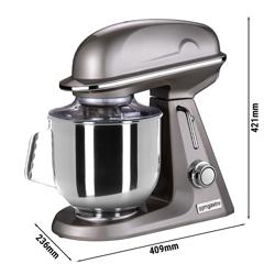 Planetmixer - 7 l - 350 W - inkl. visp, flatblandare och degkrok - bänkmodell - grauguld