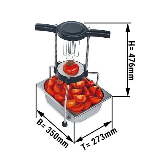 Coupe-tomates manuel - nombre de quartiers : 6 - Acier inoxydable