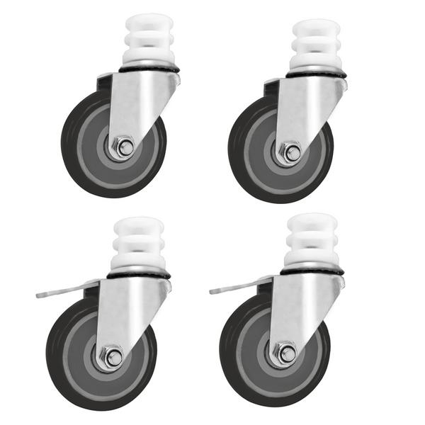 (4 pieces) Wheels set PREMIUM – For ERE1346 stainless steel shelving - 2 braked castors