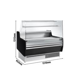 Banco gastronomia professionale - 1310x953mm - Ventilata - Vetro dritto - Pannello frontale Nero - con 2 porte - con 1 ripiano