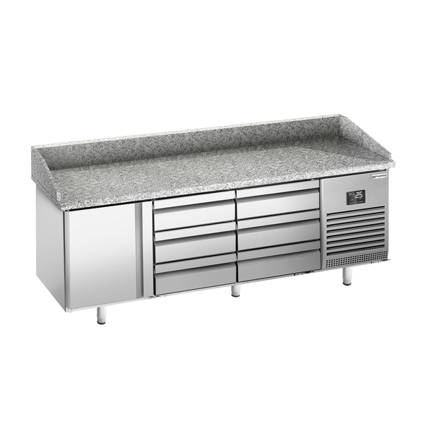 Pizzakoeltafel Premium PLUS - 1980x700mm - met 1 deur & 6 laden