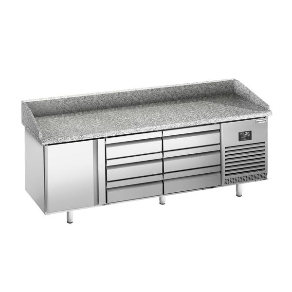 Pizzawerkbank PREMIUM PLUS - 1980x700mm - met granieten werkblad - met 1 deur & 6 laden