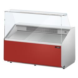Banco gastronomia professionale - 1256x979mm - Vetro dritto - 262 L - Pannello frontale Rosso RAL 3003