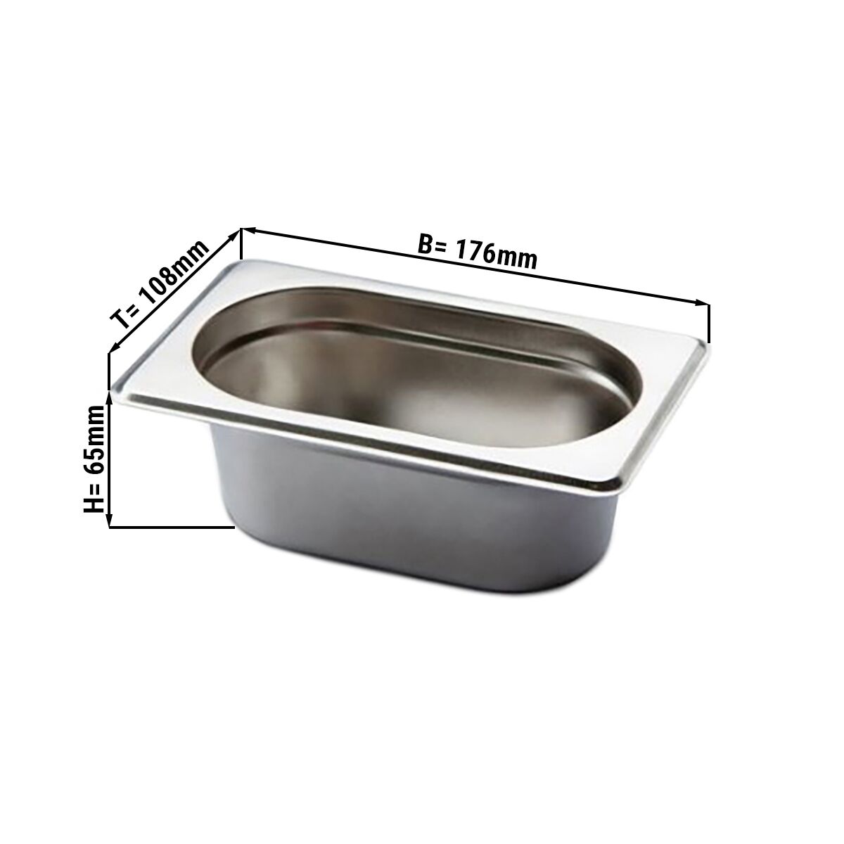 Paslanmaz çelik GN 1/9 Küvet – Yükseklik: 65 mm