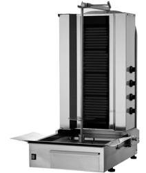 Elektromos Gyros sütő - 4 égő - 7,20 kW - max. 60 kg - Asztali kivitel - tartozékokkal: Dönernyárs, összecsukható ajtók (balról-jobbról)