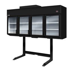Supermarkt-Wandkoel-/vriesmeubel - 2500mm - 650 liter - van -22 tot 6 °C - met 4 (dubbelglas) glazen draaideuren & 6 schappen - zwart