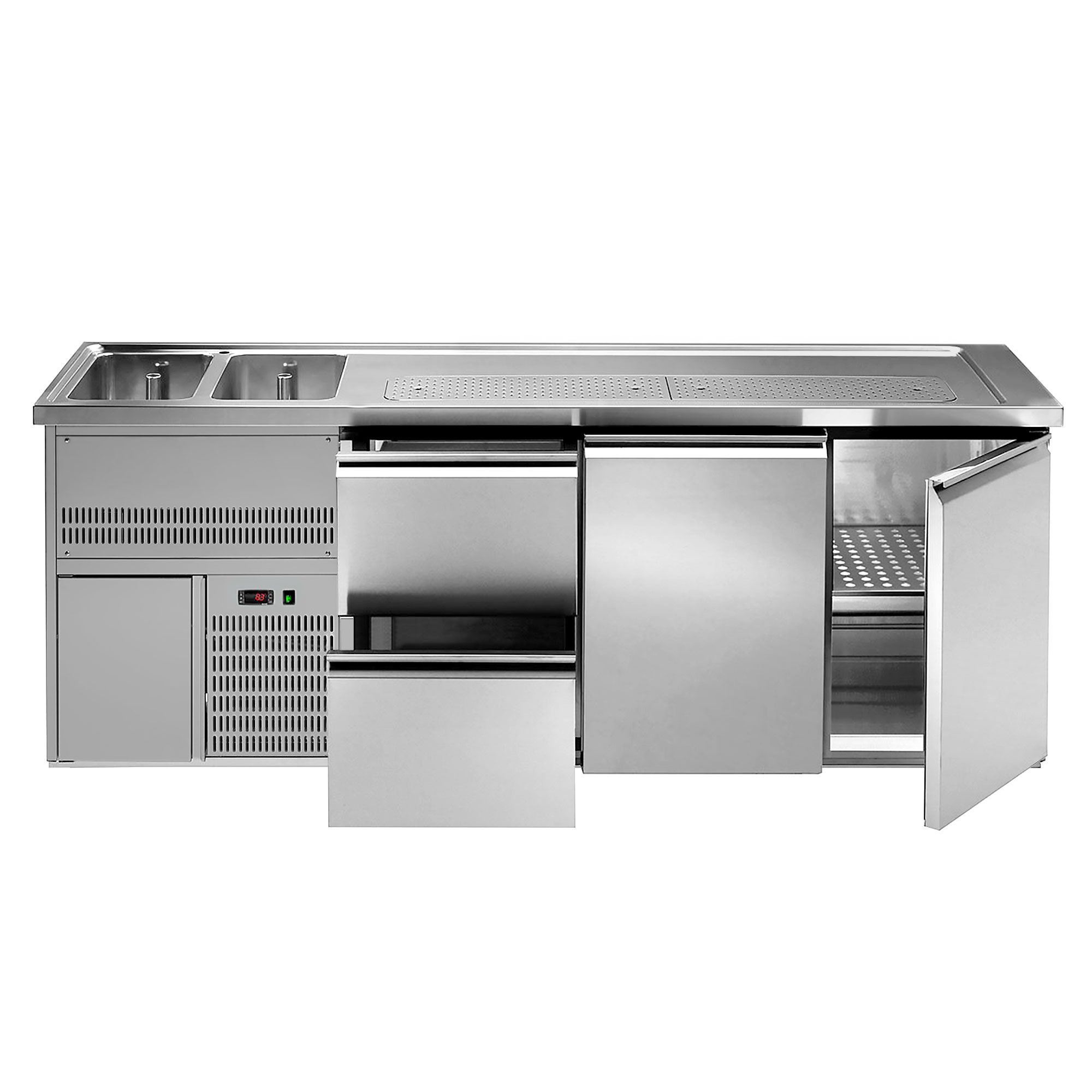 Oluttiski Premium PLUS - 2500x700mm - 2 ovea ja 2 laatikkoa