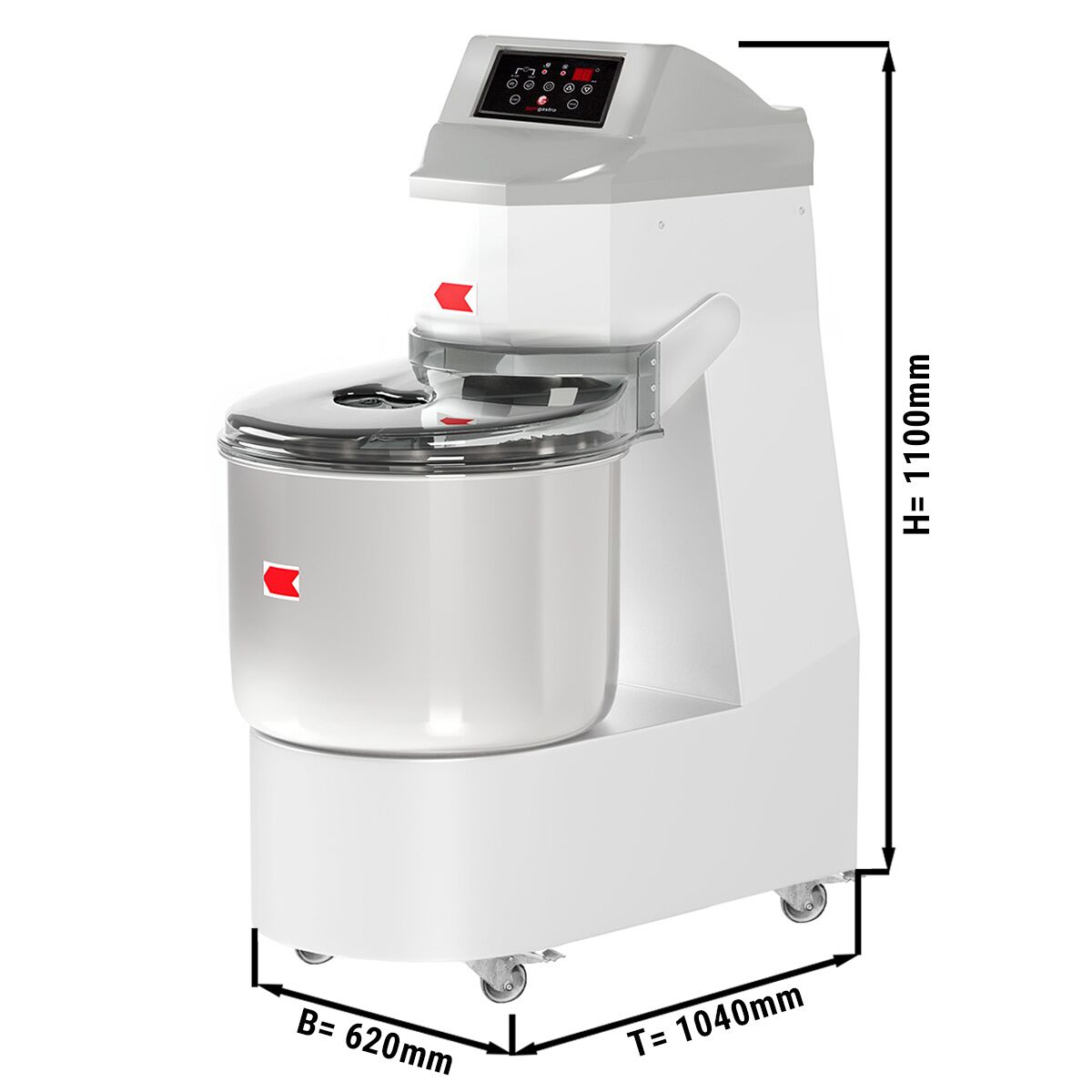 Pétrin spiral pour boulangerie - 60 litres / 35 kg - 2 vitesses - avec cuve fixe