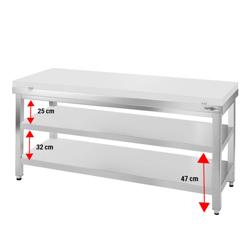 Arbetsbord i rostfritt stål PREMIUM - 1,6 m - inkl skärplatta i vitt