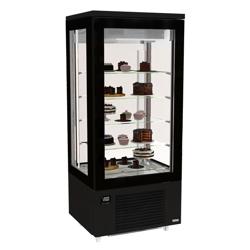Vitrine réfrigérée 4 faces vitrées / Vitrine panoramique – 400 litres – 800 mm – 5 étagères – Noir