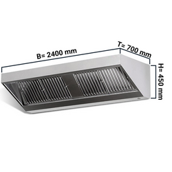 Ventilationskåpa 2,4 m - med filter och lampa