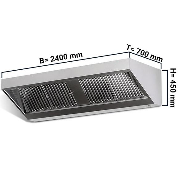 Duvar davlumbazı - 2400mm - filtreli ve lambalı