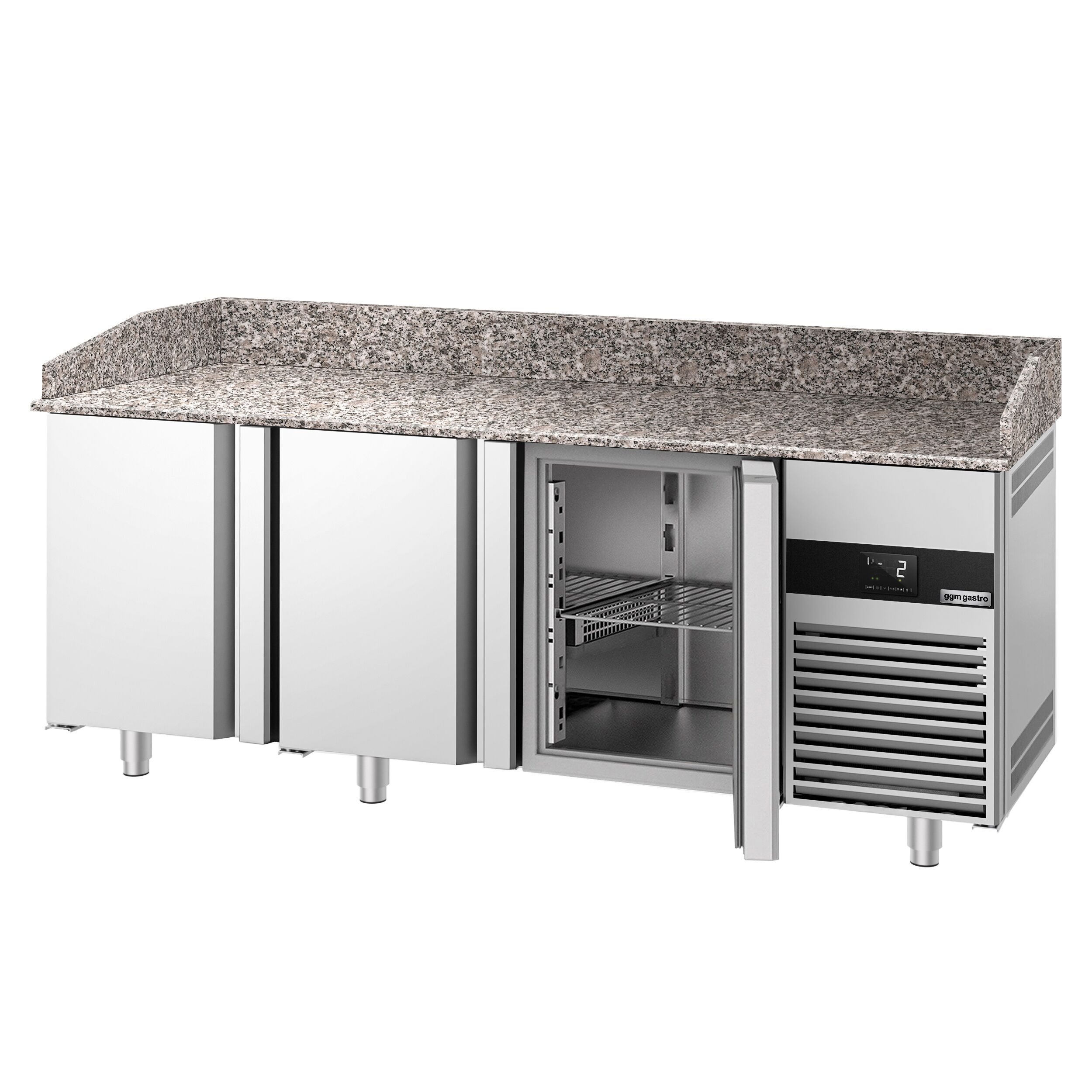 Table réfrigérée pour pizza PREMIUM - 2100 x 800 mm - avec 3 portes