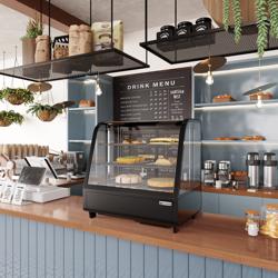 Tezgah Üstü Soğutmalı Vitrin - 100 Litre - 680mm - yuvarlak-  2 Raflı