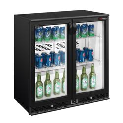 Barkoelkast PREMIUM PLUS - 900mm - 220 Liter - met 2 glazen klapdeuren - zwart