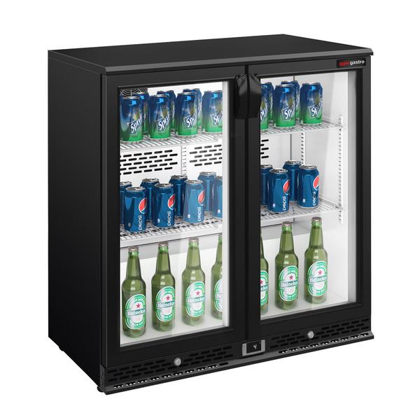 Réfrigérateur de bar – 900 mm – 220 litres – avec 2 portes vitrées battantes – Noir