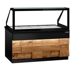 Hot Servery Counter TORONTO - 1800mm - wood front - Bain Marie Top for 5x GN 1/1 - Black Granite Worktop