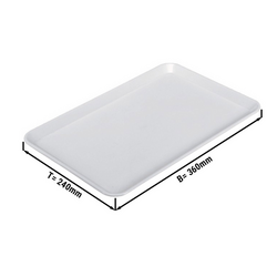 Rechthoekige presentatieplaat - Wit - Eco-Line - 360 x 240 x 15 mm | Display bord | Toonbankschaal | Taartschaal | Toonbankplaat | Vleesschaal | Dienblad | Gebaksbord
