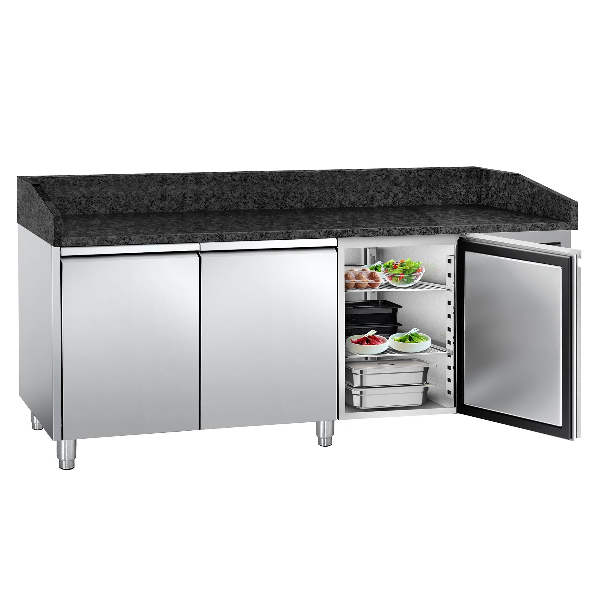 Pizzapult PREMIUM - 2000x800 mm - 3 ajtó - gránit munkalappal