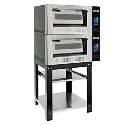 (2 uds) Horno de pizza a gas - 2 cámaras - piedra refractaria - 4+4x Ø30cm - 230V - Táctil - hasta 450°C - incl. bastidor inferior