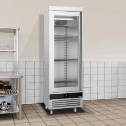 Koelkast RVS PREMIUM - 700mm - 600liter - tot +8°C - met 1 glasdeur - geforceerde koeling & LED‑verlichting