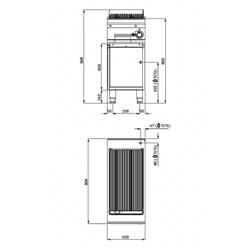 Griglia a pietra lavica a gas - 9kW - Griglia in ghisa - Su mobile - Profondità 900 - Acciaio inox - incl. sottotelaio
