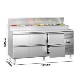 Saladette refrigerata professionale ECO - 1795x700mm - 6 cassetti - per 8x GN 1/3 vaschette