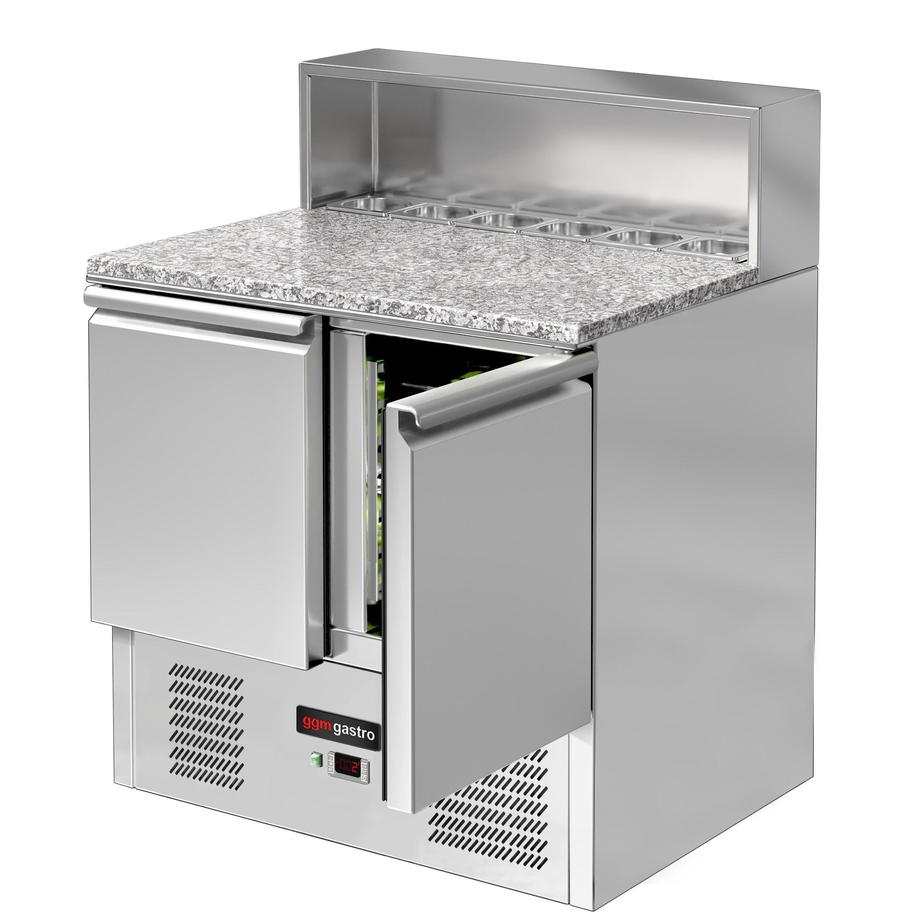 Saladette ECO - 903 mm - 2 porte - con supporto in acciaio inox per 5x GN 1/6