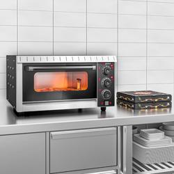 Electric Deck Pizza Oven - Single Deck - 4 - Ø 20cm (8") - 230V Single Phase - Mechanical Controls - Black - up to 350°C