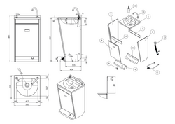 Hand Wash Basins - stainless steel - with soap dispenser