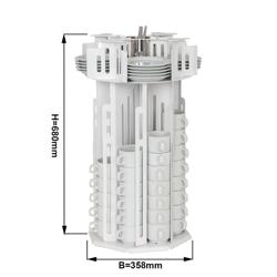 Dispenser pahare și farfurioare - rotativ - oțel inoxidabil - alb