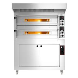 Elektrische pizzaoven - 9+9x 33cm - handmatig - incl. afzuigkap & rijskast