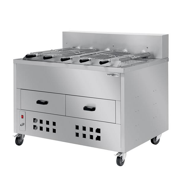 Grill au charbon de bois/Grilloir pour poulets - 1200mm - avec 5 brochettes