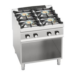 Gas Hob - 40kW - 4 burners - with open base shelf - Heavy Duty - High-Output Model