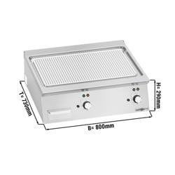 Plancha électrique - plaque acier - 2 zones - 9,6 kW - Rainurée