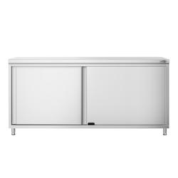 Tavolo armadiato in acciaio inox PREMIUM - 1800x800mm - con 2 porte scorrevoli