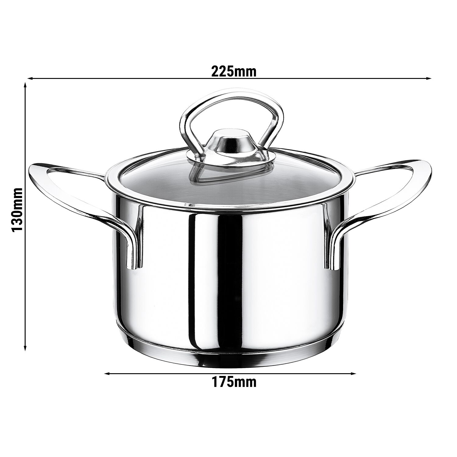 Mini casserole avec couvercle - inox - 1,5 litre - Ø 160 mm - hauteur : 80 mm