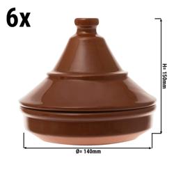 (6 szt.) Miseczka z pokrywą - CLASSICO - Steingut (kamionka) - Ø 140mm - Brązowy