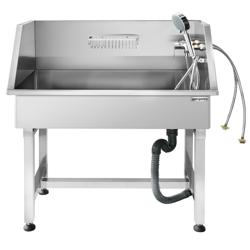 Profesionalna kada za pse - s rampom, armaturom i protukliznom podlogom - 85x48x107,6 cm - s odvodom i sifonom