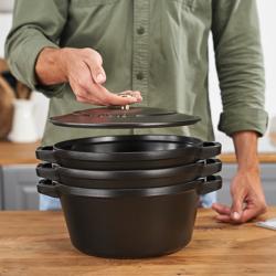 STAUB | STACKABLE SET - Set di pentole - 3 pezzi - Ø 240mm - Ghisa - Nero