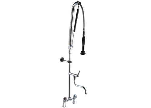 Wall-mounted twin-inlet pre-rinse spray unit 11000 - wall-mounted - with single-lever mixer tap, swivel spout, spray gun, flexible hose & wall bracket included - height 1150mm